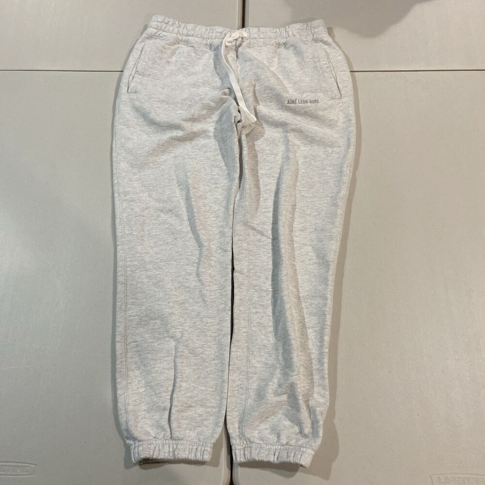 Aime Leon Dore Sweatpants Mens XL Ivory French Terry Tonal Logo Jogger